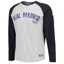 Hombre MBA Solutions Camisetas*Camiseta Manga Larga Hombre Baseball Gris Real Madrid
