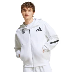 Hombre Adidas España, S.A.U Chaquetas|Sudaderas*Chaqueta Cremallera Hombre adidas Real Urban Blanca