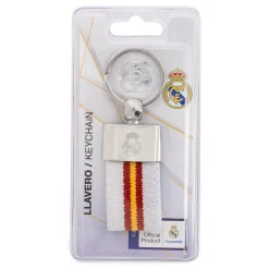 JLK Merchandising, S.L. Llaveros*Llavero Tela Bandera España Blanco Real Madrid