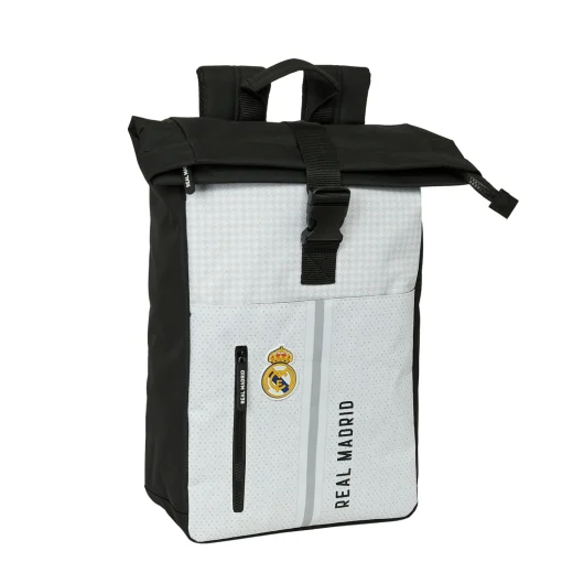 SAFTA S.A. Bolsas & Equipaje|Vuelta Al Cole*Mochila Solapa Laptop 15,6´´ Blanca/Negra Real Madrid