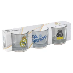 JLK Merchandising, S.L. Artículos Para Bebidas*Pack 3 Vasos Chupito 50ml Real Madrid