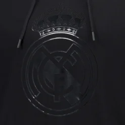 Hombre MBA Solutions Sudaderas*Sudadera Capucha Hombre Blackout Escudo Negra Real Madrid